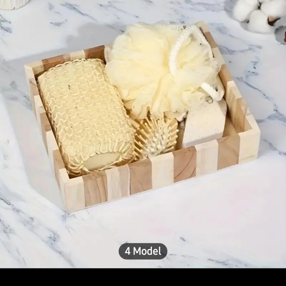 Rectangle Shaped Wooden Spa Bath Set - Cream.new - Picture 1 of 8